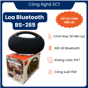 ( Loa hot 2026 ) Loa Bluetooth BS-269 Không Dây – Âm Thanh Sống Động Bass Mạnh – Pin 5h Đầy Đủ Chức Năng Dễ Dàng Sử Dụng