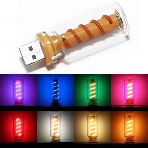 CHENJIE ระบบควบคุมแบบสัมผัส ไฟกลางคืน USB ลดแสงจ้า เส้นใยเกลียว ไฟกลางคืนขนาดเล็ก ยืดหยุ่นได้ ปรับได้ปรับได้ หลอดไฟเส้นใย USB สำหรับรถยนต์ ตั้งแคมป์