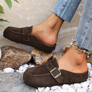 2025 New Style WomenS Flat Slippers For Outdoor Wear Comfortable Soft Sole Slip-On Mules Fashionable And Versatile Genuine Leather