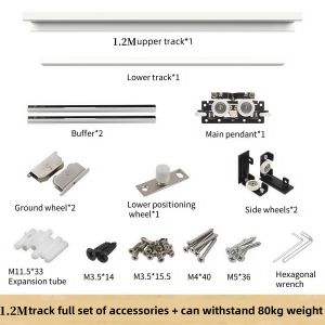 4FT/4.9FT/5FT Aluminium Alloy Brushed Interior Wood Barn Sliding Door Hardware Hidden Track with Decorative Cover-3 years warranty-not sell door