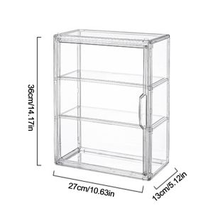 3 Layers Magnetic Acrylic Display Case Dustproof Cup Display Case Kitchen Storage Rack Cup Holder Magnetic Dustproof Acrylic Display Case Store Dessert Cake Food Pastry Bread Show Rack Clear Storage Box