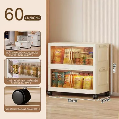 [SIÊU LỚN] Tủ Nhựa Đựng Đồ Gấp Gọn Rộng Đa NăngĐựng Đồ Đa Năng Thông MinhBánh Xe 360 Di Chuyển Tiện LợiNhựa PP