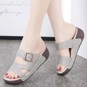 Free Shipping Slip-On Stylish Thick-Soled Peep-Toe Sandals For Women 2026 Summer New Fashion Versatile Simple Lazy Slip-Ons