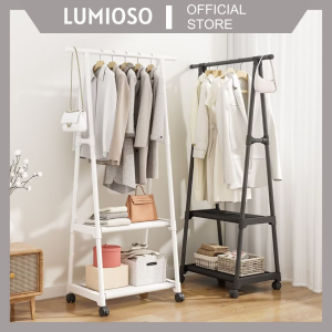 Triangle stand hanger baju rak buku rak pakaian rak gantungan baju rak susun serbaguna tempat baju dengan 4 roda