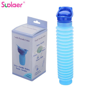 Suolaer Adjustable Emergency Urinal 750ml Portable Toilet for Car Portable Mini Outdoor Camping Travel Shrinkable Personal Mobile Toilet Potty Pee Bottle for Kids Adult (Blue)