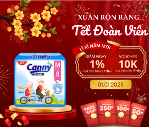 Tã bỉm quần người già siêu thấm kháng khuẩn Canny Size M (8 miếng/gói)
