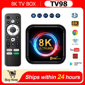 TV98 8K กล่องแอนดรอยด์ทีวี กล่องแอนดรอยด์ รองรับภาษาไทย กล่องสมาร์ททีวี กล่องแอนดรอย กล่องทีวี กล่อง Android TV Box ดิจิตอล TV BOX แอนดรอยด์ box K8 Android 13.0 8K/HD RK3528 128GB 2.4G 5G WIFI 6 รองรับ YouTube Netflix Disney Smart android tv wifi tv box