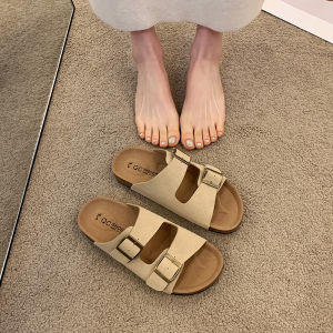 Free Shipping Plus-Size Thick-Soled One-Strap Sandals For Women Designed For Outdoor Wear 2026 Spring Collection Casual Style Comfortable Cork-Soled Shoes