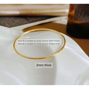 18k Gold Plated Bracelet Stainless Titanium Bracelet Plain Design Glossy Simple Elegant For Women