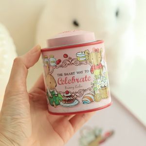 BERMA BABY Tea Can Mini Double Lid Bonnie Rabbit Candy Cookie Metal Box for Wedding Souvenir Jewelry Organizer