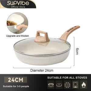 SUPVIBE 24/28CM Cookware Non Stick Deep Wok PFOA Free Non-Stick Coating Cookware Suitable For All Stoves