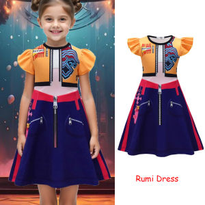 K‑Pop Demon Hunters Costume For Kids Girl Singer Rumi Summer Dress Bag Wig Halloween Carnival Party Sets