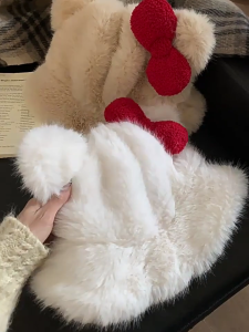 Vải lông sành điệu Mũ tai bèo lông Mèo Tai Mũ tai bèo mùa đông ấm áp mặc thoải mái Mũ tai bèo cho ngoài trời nữ hoạt động