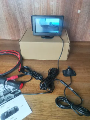 Trọn bộ MÀN HÌNH kèm Camera soi lề ô tô gắn gương cắm tẩu không đấu YOELBAER góc quay rộng không khoan