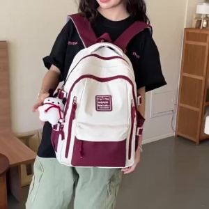 Fashionable New Large Capacity Backpack for Girls Japanese Contrasting Color Trend Student Backpack Leisure Travel Computer