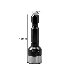 Auzak 8mm Hex Socket Nut Driver Socket Adapter No-Magnetic Steel Ball Sleeve Metal Hexagonal Socket 1Pc