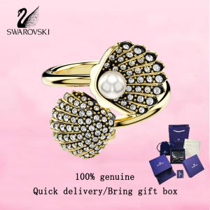 💎 Swarovski 💎 Womens fashion Ring Gold plated crystal pearls shells white diamonds M5683952 Idyllia open ring Valentines Day gift Birthday gift
