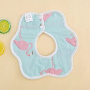 Baby Printed Towel Cotton Gauze Wavy Edge Muslin Bib Baby Saliva Wipes Wave Shape Feeding Bib Scarf