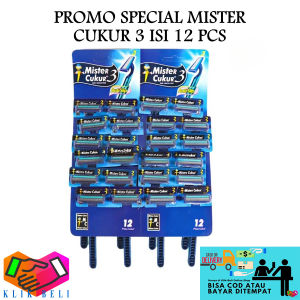 Klik-Beli (PROMO SPECIAL ISI 12 PCS) Razor Mister Cukur 3 Mata Pisau Alat Cukuran Kumis Jenggot