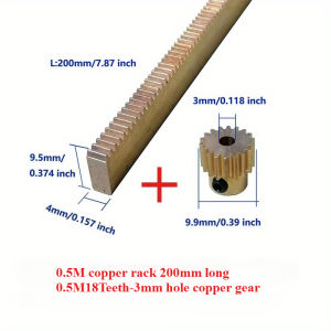 0.5M copper rack 200mm long and 0.5M18Teeth-3mm hole copper gear Spur Gear Brass Pinion Step Gear For Transmission Accessories