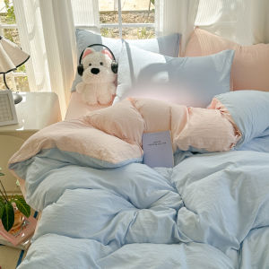 Dansunreve rửa chăn bông Bìa phong cách Ins màu trơn Duvet cover duy nhất/Nữ Hoàng/Vua Comforter Bìa