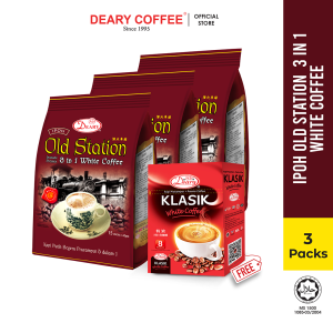 Deary Old Station Instant Premix 3 In 1 White Coffee (3 Packs) [Free White Coffee Box]