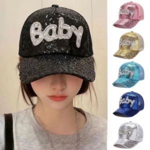 WININ Letter Embroidery Baseball Cap Breathable Shiny Diamond Flat Cap Fashion Lightweight Sun Hat For Women Men