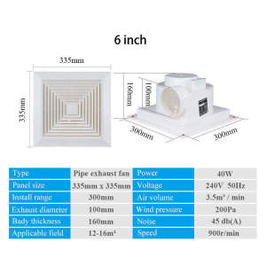 Ceiling exhaust fan 6/8/10/12 inch powerful mute bedroom bathroom ceiling ceiling ventilation fan bathroom exhaust 抽风机 kipas ekzos