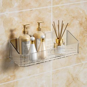 Kệ Góc Dán Tường Không Khoan Trong Suốt Chịu Lực Tốt - Đa Năng Cho Nhà Tắm Bếp