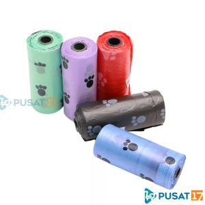 Poop Bag Kantong Plastik Sampah Tebal Lucu 100PCS  37 x 18.5 Poop Bag Dispenser Kantong Sampah Organik Kantong Plastik Poop Pup Anjing Kucing Pet