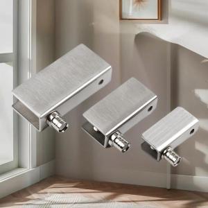 <pirit> 2Pcs Glass Pivot Hinge Rotation Axis Stainless Steel Wine Cabinet Door Rotating Hinges Clamp Clip Shaft Hidden Hinge Hardware