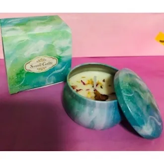 {OCEAN.SG} Aromatherapy Candle with Gift Box Tin dry Flowers Floating Candle Fragrance New Year Gift . Wedding Gift