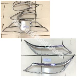 PAKET / SATUAN GARNISH CHROME DEPAN BELAKANG ALL NEW RUSH TERIOS 2018 2019 2020 2021 LIST CHROME LAMPU UTAMA MOBIL ALL NEW TERIOS RUSH 2018-2021