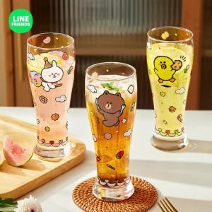 450ml LINE FRIENDS Brown Cute Summer Glass Water Cup Cony Girl Cold Drink Juice Beer Cup SALLY Cartoon Home Milk Cup Kids GiftEIRU-2IJ