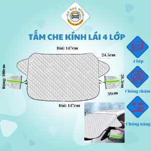 Bạt che kính lái ô tô Xe Nhà Mình 4 lớp chống thấm nước chống nắng chống nóng ngăn tia UV hiệu quả KT 100 x 147cm