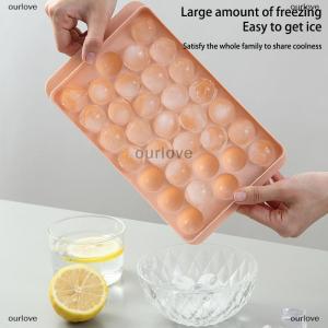 [COD] ourlove แม่พิมพ์ทำน้ำแข็ง33ก้อนสำหรับทำฮ็อกกี้ทำจากโพลีเมอร์น้ำแข็งกล่องใส่น้ำแข็งลูกวิสกี้แช่แข็งอุปกรณ์สำหรับทำของขวัญในครัว โอซี