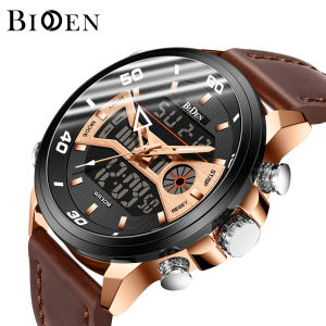 BIDEN Jam Tangan Pria Original Multi Fungsi Laki Dial Tahan Air Santai Olahraga Digital Display LED Cowok Dewasa Ori Baru 2022 Dual Movement