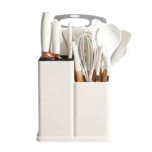 19PCS silicone kitchen utensils set Spatula For Non Stick Pan Shovel Wooden Handle Cooking Tools Set Cutting Board
