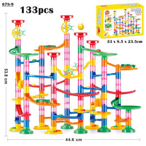 133Pcs Marble Run Construction Race Maze Track Building Blocks. DIY Toys for kids.