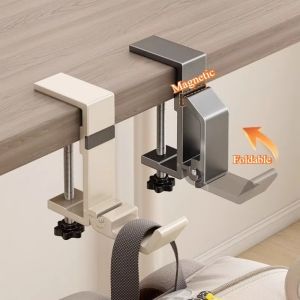 YINGXING ไม่ต้องเจาะ ตะขอแขวนกระเป๋าขอบโต๊ะ แบบพับได้ ปรับได้ ที่แขวนหูฟังสำหรับโต๊ะ ติดตั้งง่าย แบบพกพา ที่จัดระเบียบหูฟัง บ้าน