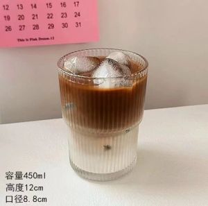 พร้อมส่ง แก้วเครื่องดื่มเย็นสุดน่ารัก สั้นเตี้ย ทรงชั้น สไตล์เกาหลีน่ารัก แก้วคาร์เฟ่มุ่งมิ้งน่ารัก