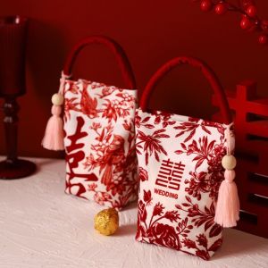 FA ดอกไม้ประดับดอกไม้ ถุงน้ำตาลเทศกาล สไตล์เกาหลีแบบ จี้ดอกกล้วยไม้ ถุงขนมแต่งงาน แบบพกพาได้ ถุงเก็บสัมภาระ กระเป๋าผ้าใบผูกโบว์ หญิง/หญิง