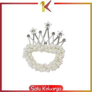 SK-C879 Ikat Rambut Anak Perempuan Motif Mahkota Mutiara Crown Gaya Korea / Girls Hair Ties Karet Rambut Mutiara Anak / Ikat Rambut Princess Lucu Import