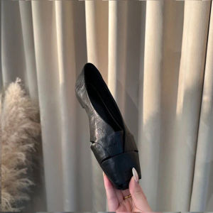 Free Shipping New Spring And Autumn Collection: Fashionable And Versatile Shallow-Toe Square-Toe Slip-On Loafers For Women