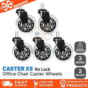 5 Pcs Office Chair Caster Wheels 3 Inch Swivel Rubber 360 PU Roller for Wood Floor Computer Chair Universal Wheel