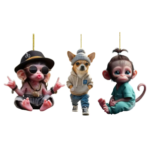 Car Mirror Decorations Unbreakable Acrylic Playful Character Designs Interior Hanging Charm Small Size for Vehicles