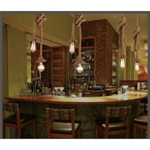 YHLAMP E27 100 cm Socket Creative LED Vintage Hemp Rope Pendant Lamp Base Country Style Loft Pendant Light Chandelier Single Head Vintage Rope Ceiling Light Ceiling Home Decoration Hemp Rope Vintage Style Restaurant Bar Rope Light Hot Sale