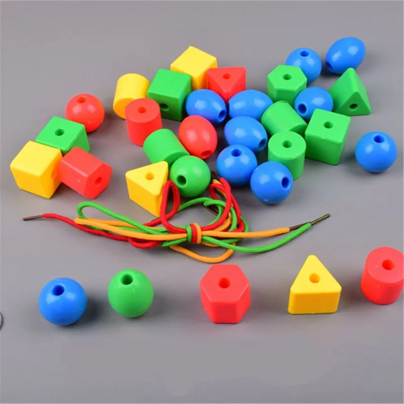 Large Montessori Toy Beads for threading Preschool Toy 50pcs Beads