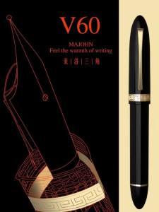 Majohn V60 Triangular Piston Resin Transparent Fountain Pen EF/F Nib Ink Writing Pen School Office Stationery Supplies Gift Pen2026