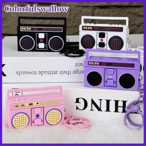 Colorfulswallow Mini Retro ghi Keychain có thể ghi lại và chơi âm nhạc vui vẻ âm nhạc hộp Mặt dây chuyền cá nhân vài món quà
